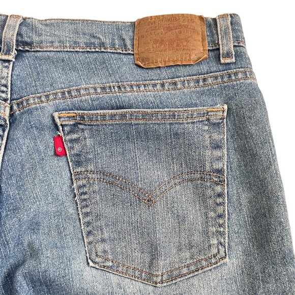 Vtg 90s Levi’s 515 Cutoff Jean Shorts Women's 16M Denim Raw Hem Frayed Red Tab - Picture 3 of 12